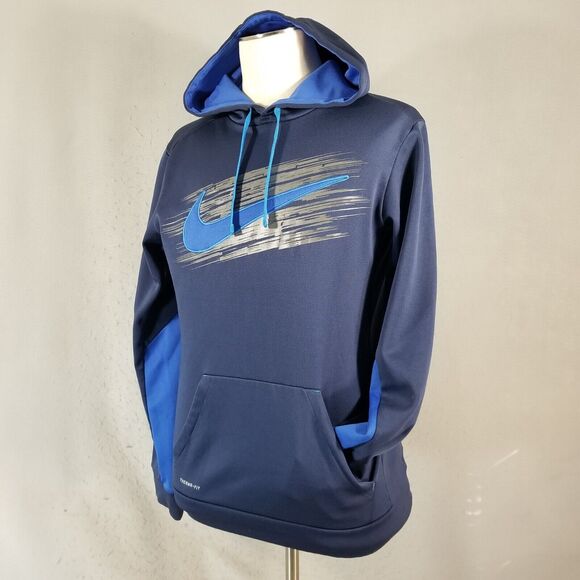 Nike Therma fit hoodie sweatshirt sweater men small blue pullover thermal - Picture 6 of 11